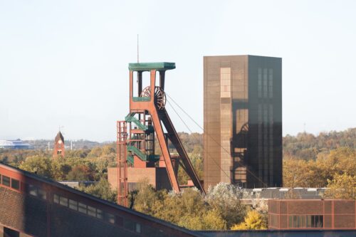 Panoroma der Zeche Zollverein mit Fördertum